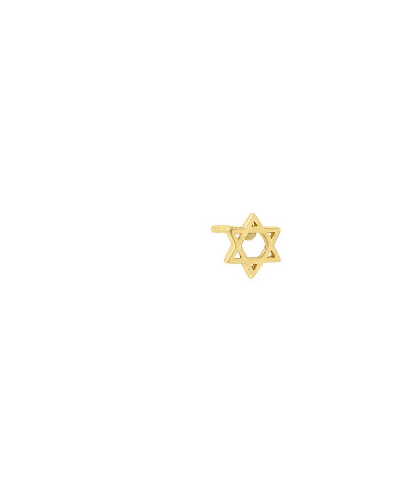 Front of a size One Size Solid Star Of David Stud Earring Gold One Size Single in Gold by By Adina Eden. | dia_product_style_image_id:292348